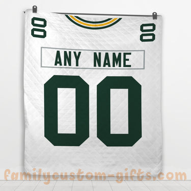 Custom Premium Quilt Blanket Green Bay Jersey American Football Personalized Quilt Gifts for Her & Him